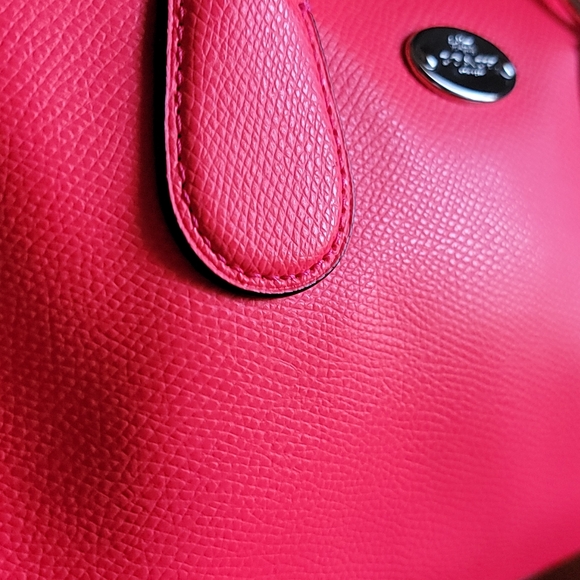 Coach Mini Bennet Satchel Neon Pink Crossgrain Leather 2-way Bag #F34697 - Picture 3 of 16